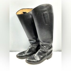 Elan Black Leather Handcrafted Equestrian Riding Boots Size 7 Made in Spain